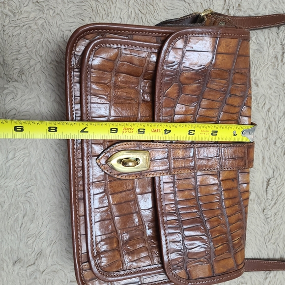 Vintage Dooney & Burke Bayou Collection Croc-Embossed Leather Crossbody Bag - Picture 11 of 14